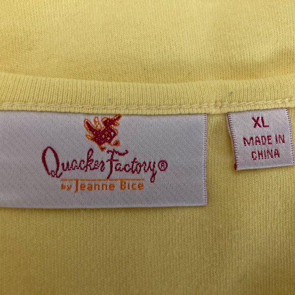 Quacker Factory by Jeanne Bice Women's Yellow Top W/Scalloped V-Neck Sz XL - Picture 7 of 9